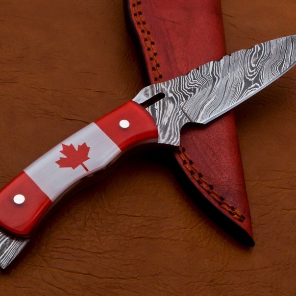 9" Handmade Bowie Damascus Steel Hunting Knife - Picture 9 of 10